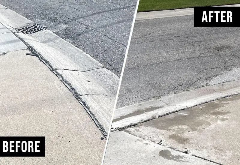 Driveway Concrete Raising Along the Curb in Millington, MI